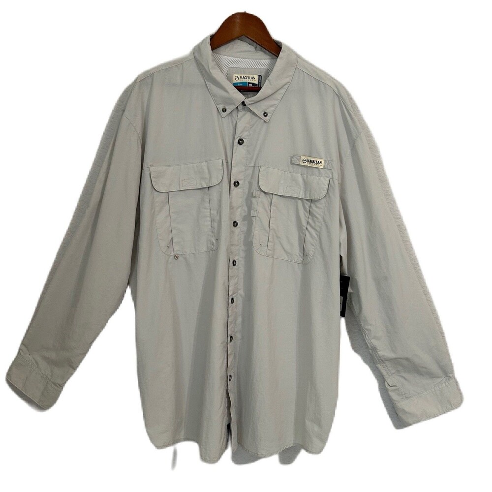 Magellan Shirt Men 2XL Gray Outdoor Fish Gear Relaxed Fit Moisture Wick NWT